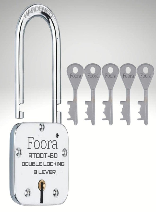 Foora Atoot 60mm Long Double Lock for Home, Door, Gate & Shop Shutter | Heavy Duty Rust-Proof Padlock | Pack of 5 Locks with Keys | High Security Steel Body Lock - Image 2